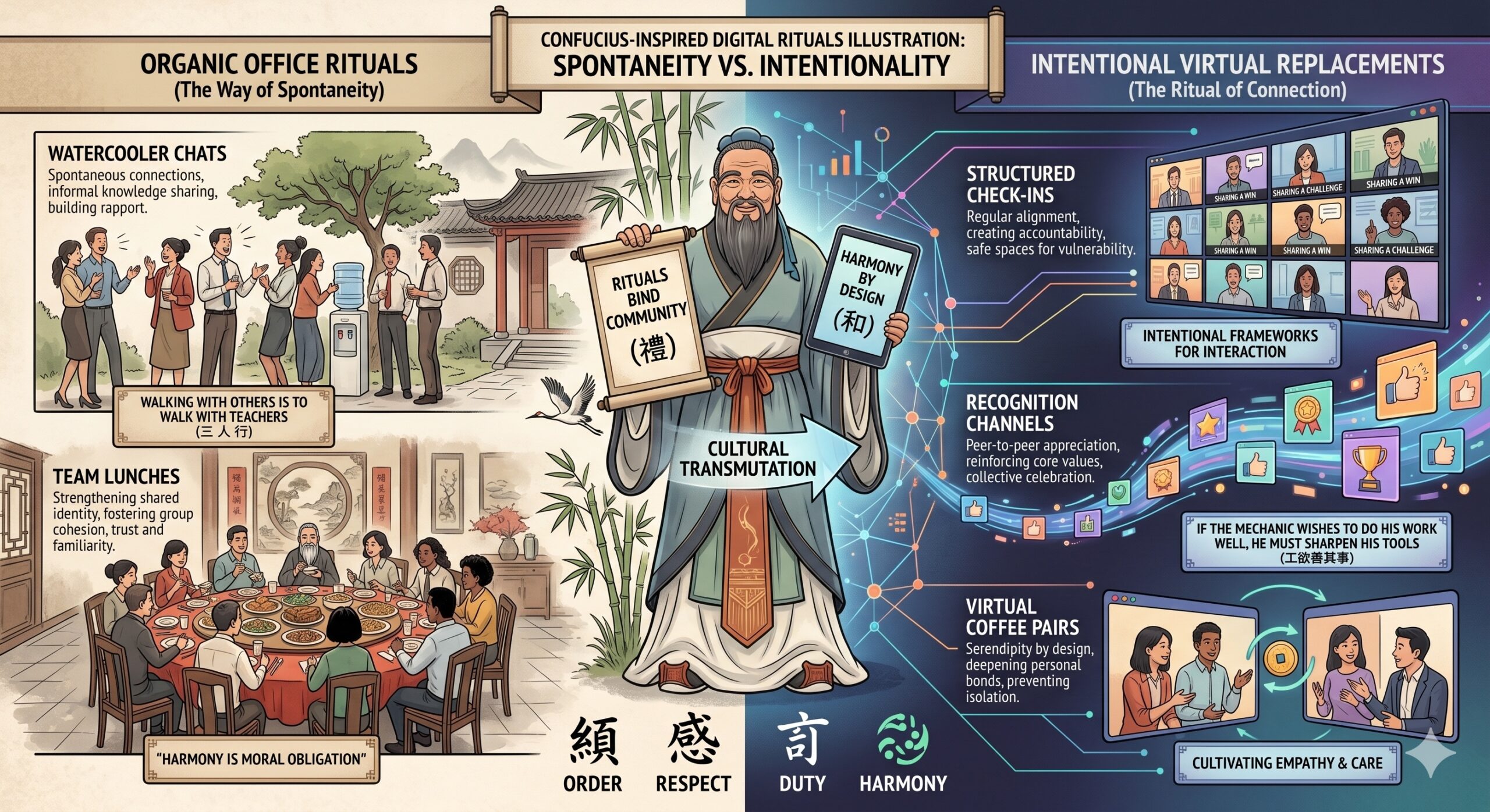 Confucius-inspired Digital Rituals Illustration